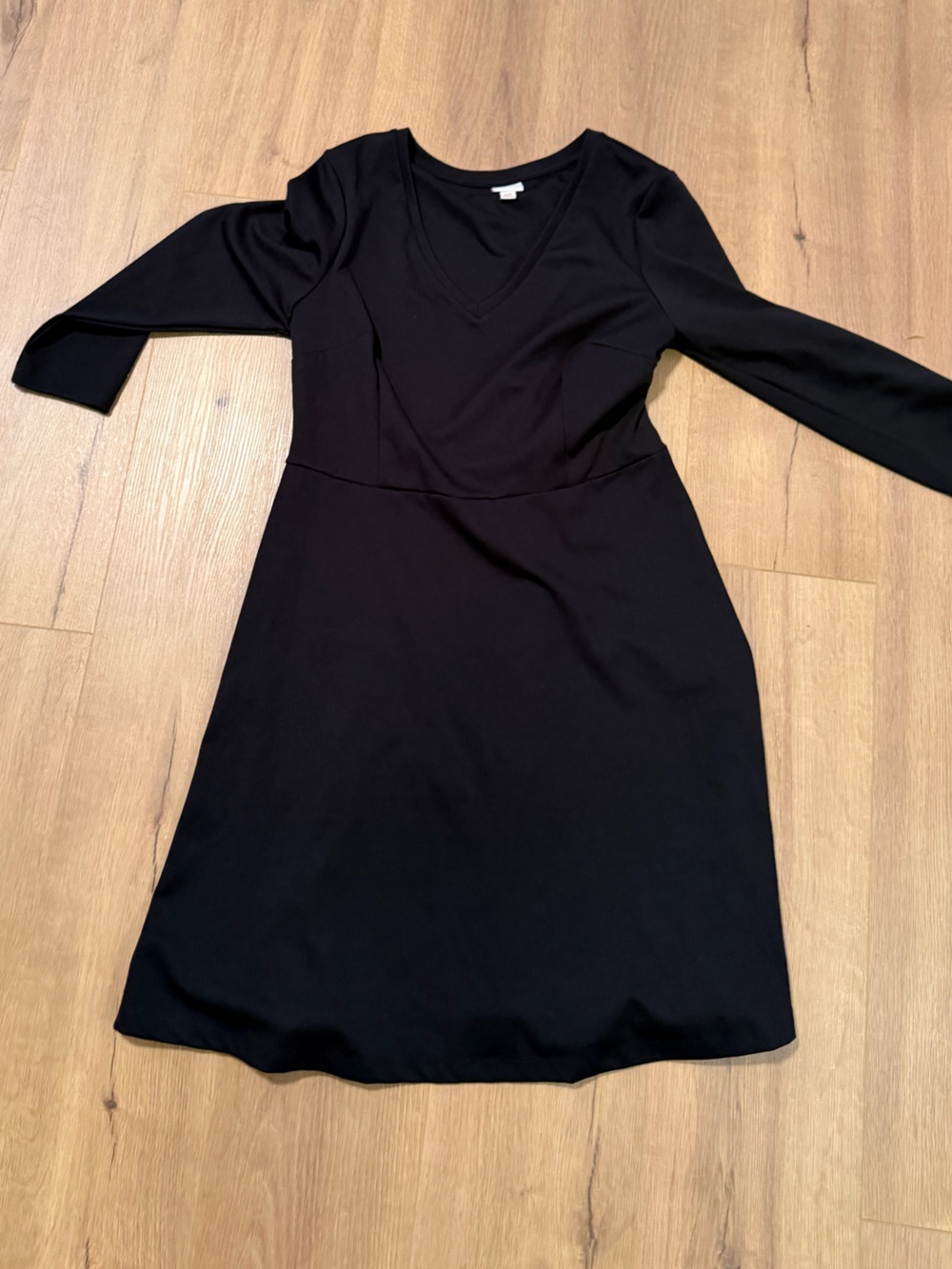 Merona Black V-Neck Long Sleeve A-Line Dress